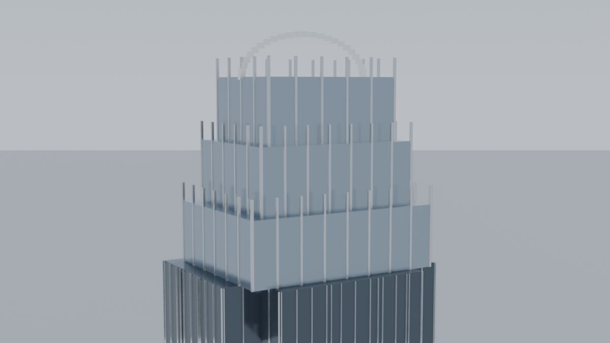 Stepped glass crown of the Arc Tower
