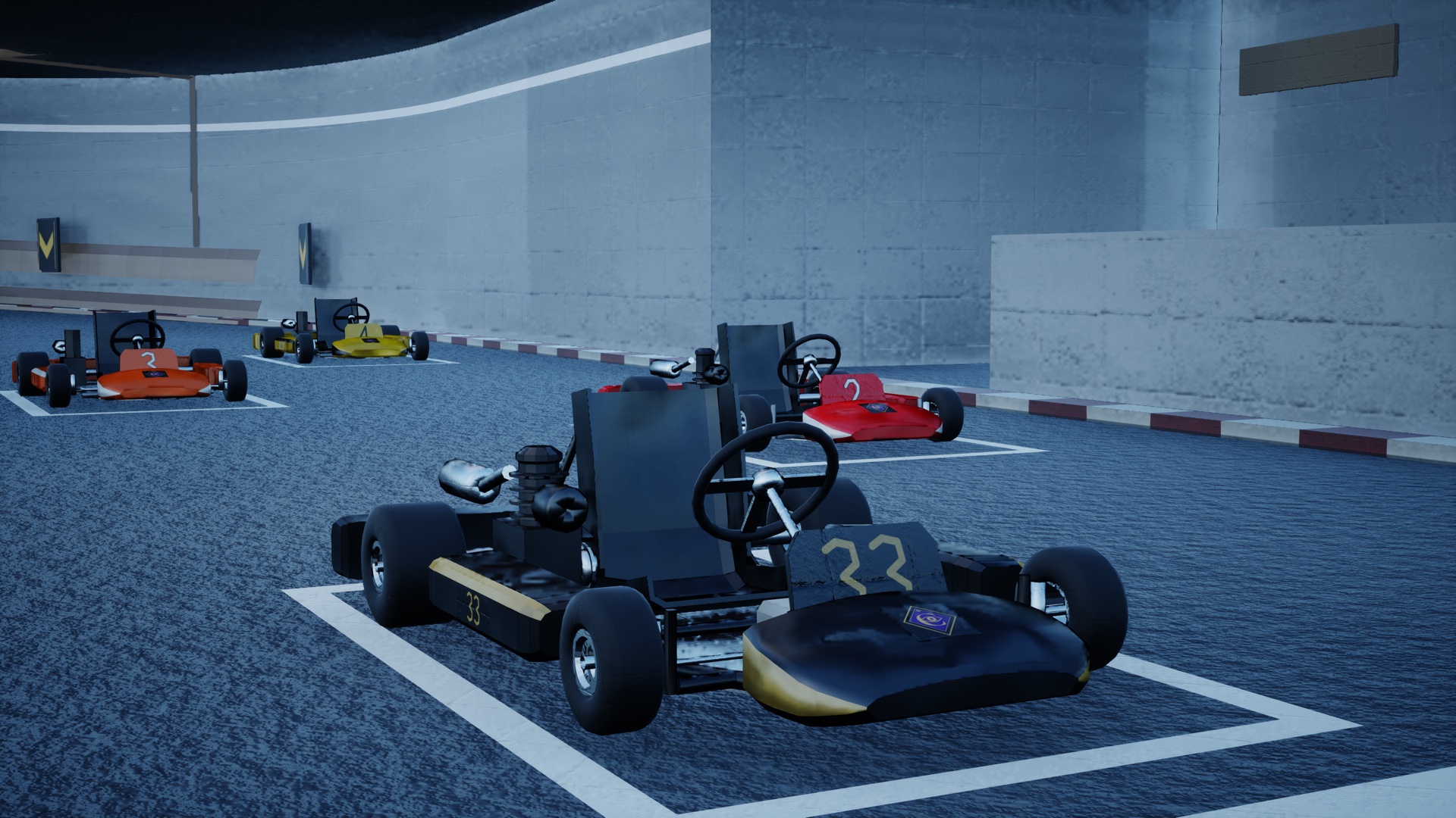 Go-kart number 33 on the starting grid