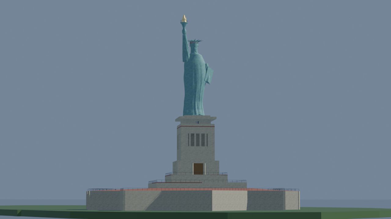 The Statue of Liberty seen across the harbour