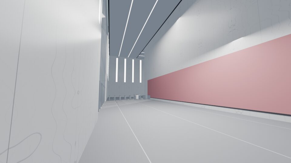 The north hall of the One World Trade Center lobby
