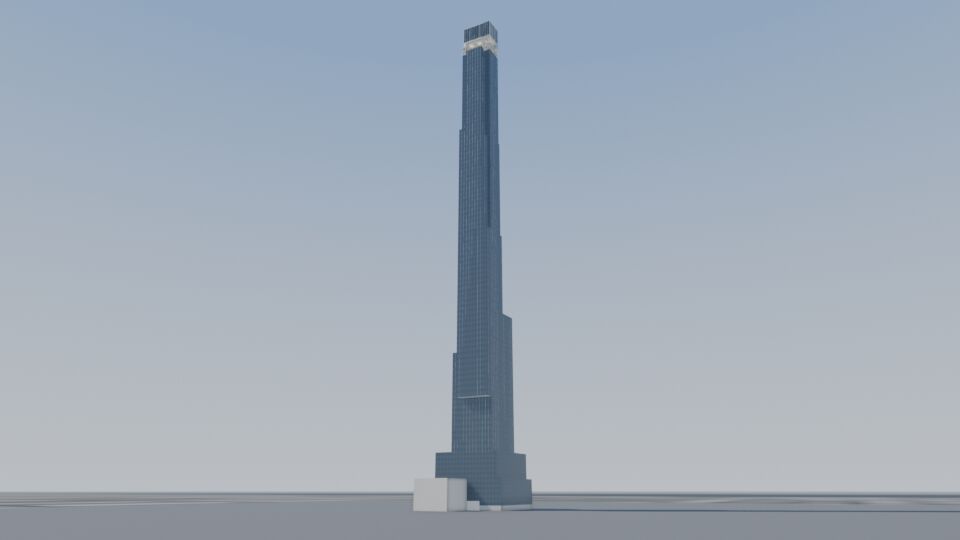 Central Park Tower model rising above the street