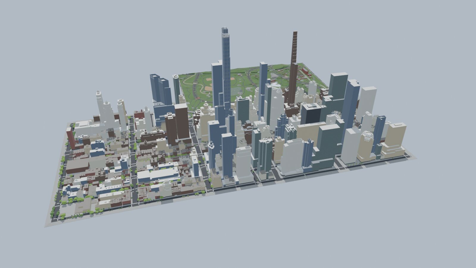 Midtown block, aerial, game model view